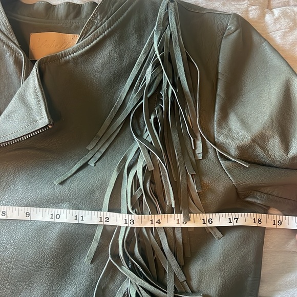 NWOT Cleobella cropped leather fringe jacket in seafoam - Picture 12 of 13